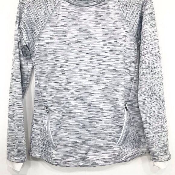 Spyder Active Gray White Marled Heather Print Turtleneck Activewear Pullover - Picture 3 of 16